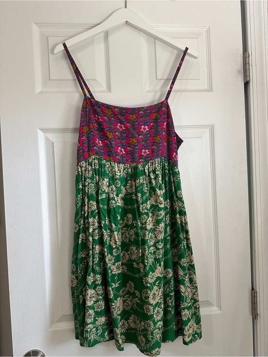 NATURAL LIFE Dresses & Skirts - NATURAL LIFE Pink and Green Blocked Floral Mini Dress